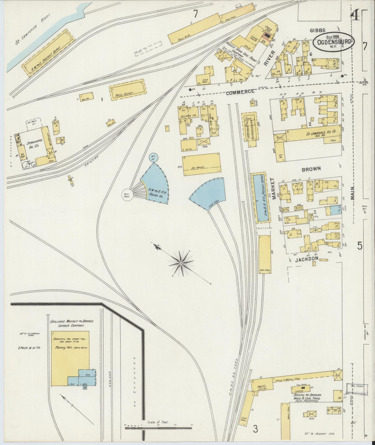 Sanborn Fire Insurance Map from Ogdensburg, St. Lawrence County, New York (1898), Sheet #0004 - Complete Map Set gallery image, historic Sanborn map, vintage wall art, New York New York