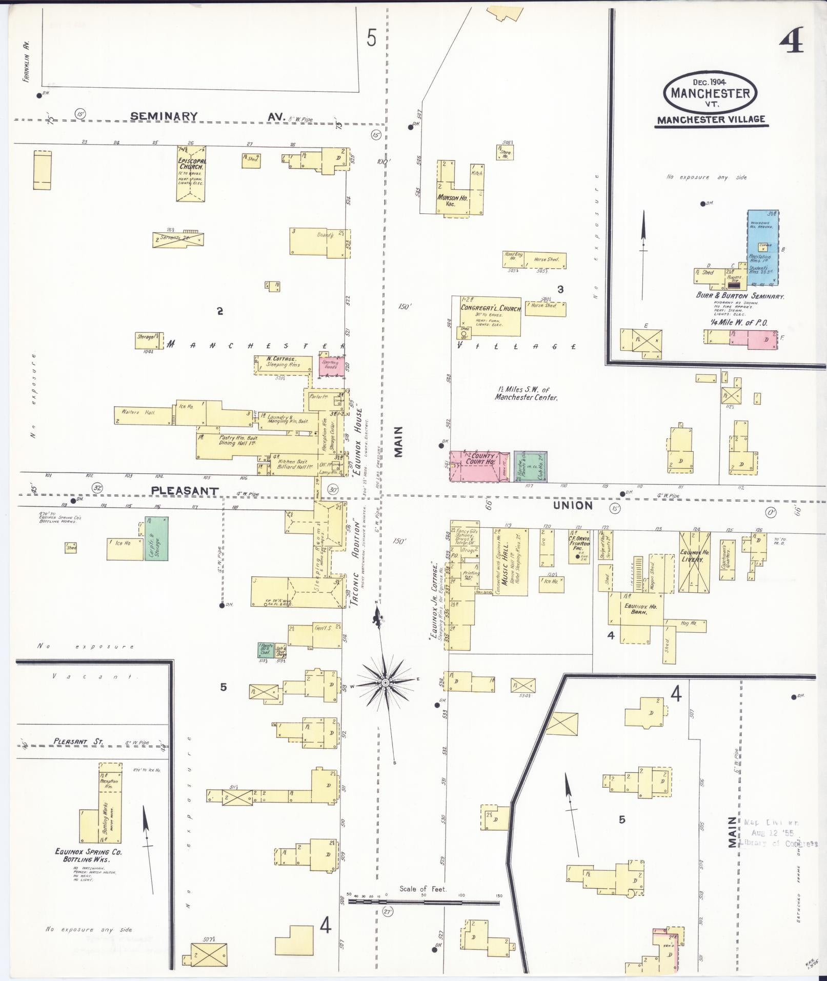 Sanborn Fire Insurance Map from Manchester, Bennington County, Vermont. (1904), Sheet 4 – Historic Sanborn Fire Insurance Map Print