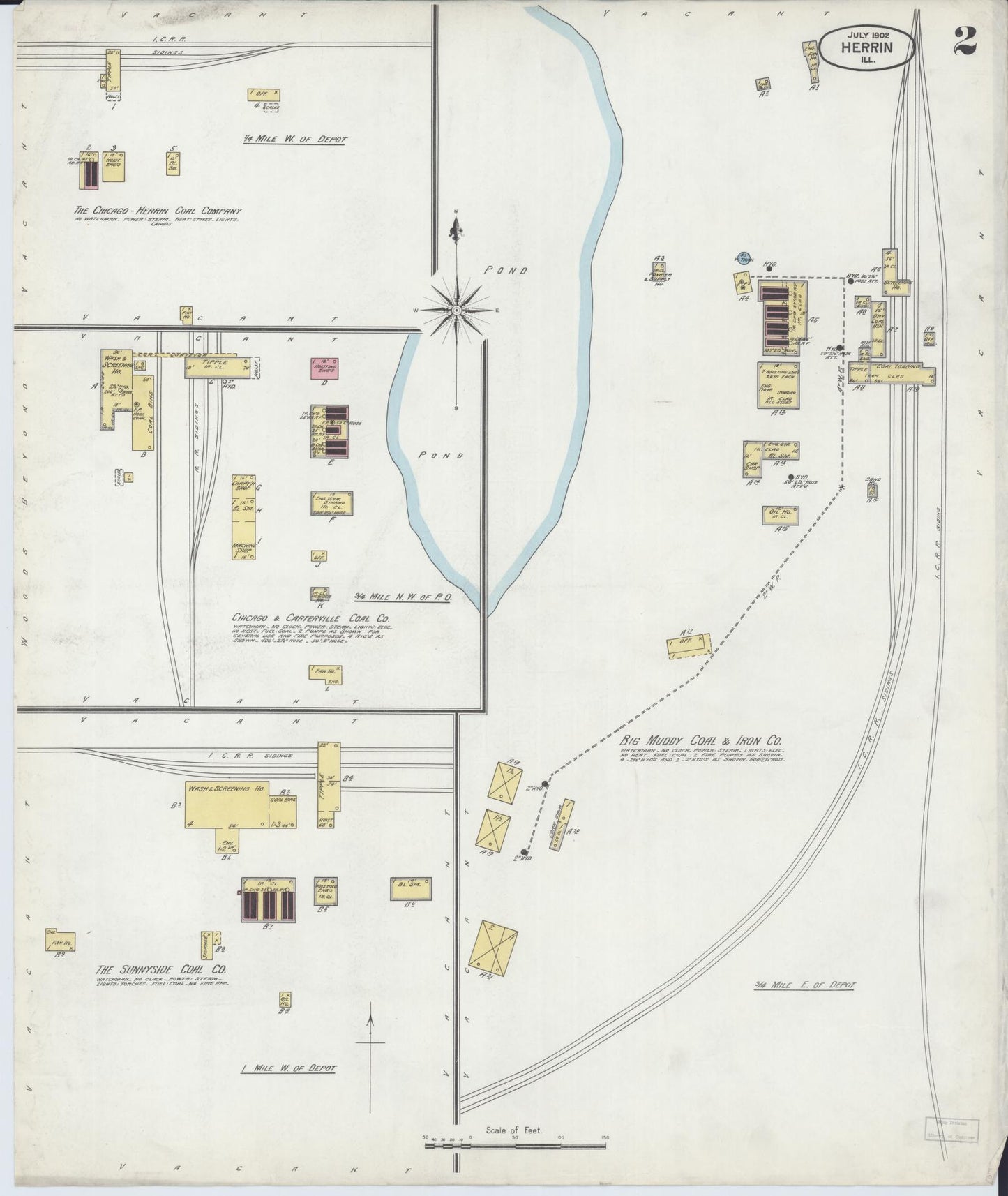 Sanborn Fire Insurance Map from Herrin, Williamson County, Illinois (1902), Sheet #0002 - Complete Map Set gallery image, historic Sanborn map, vintage wall art, Illinois Illinois