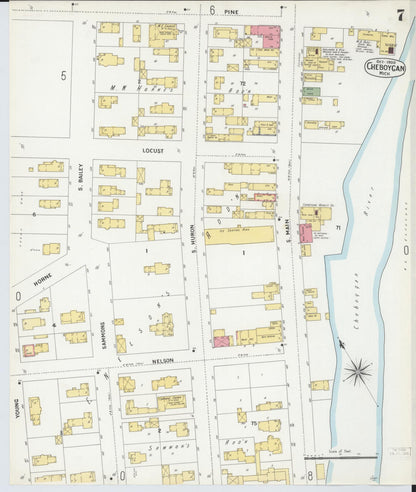 Sanborn Fire Insurance Map from Cheboygan, Cheboygan County, Michigan (1900), Sheet #0007 - Historic Sanborn Fire Insurance Map Print, vintage old map wall art, antique decor, genealogy gift, Michigan Michigan map