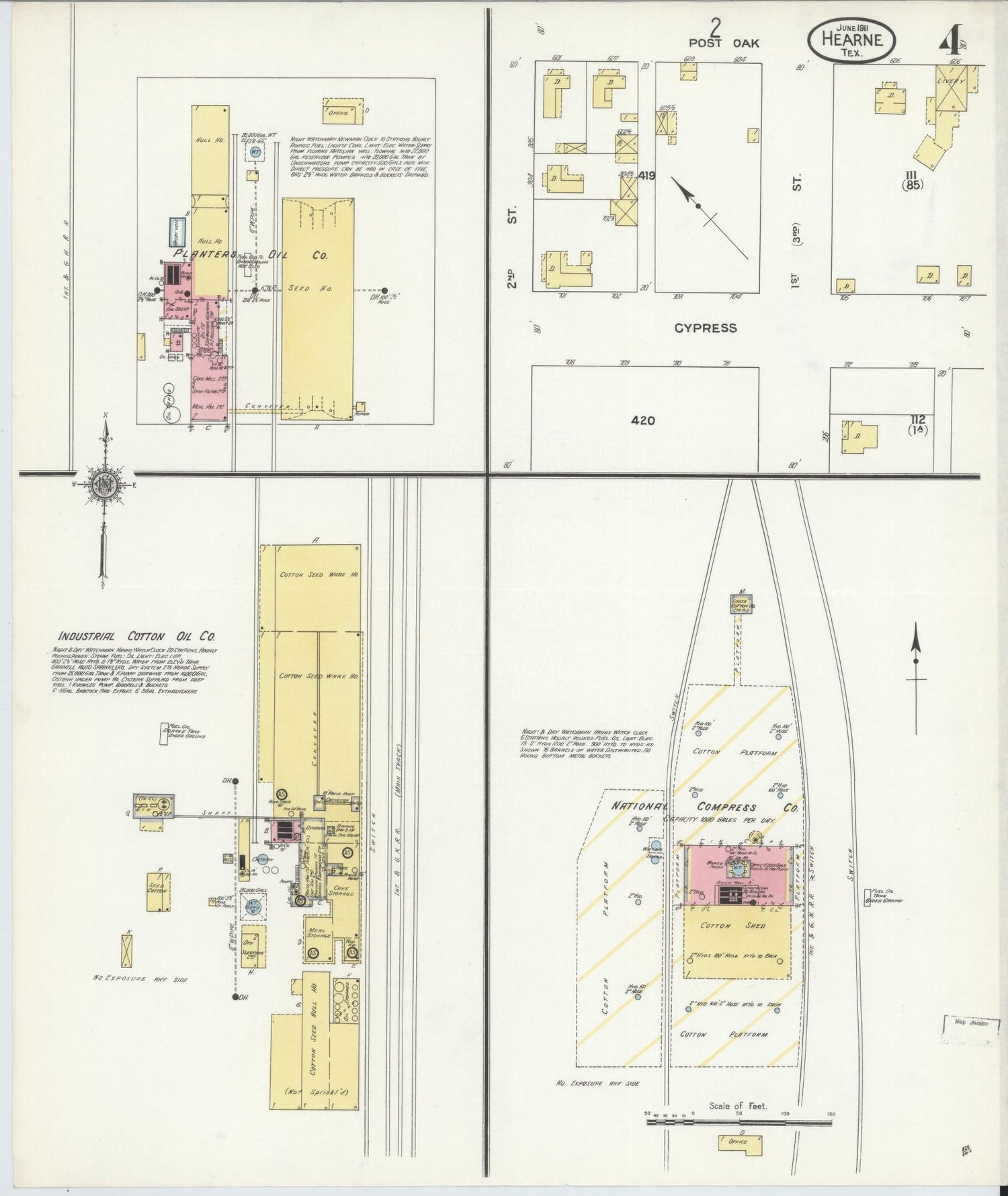 Sanborn Fire Insurance Map from Hearne, Robertson County, Texas. (1911), Sheet 4 – Historic Sanborn Fire Insurance Map Print