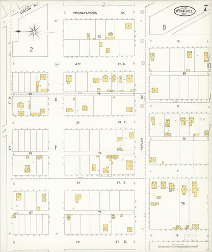 Sanborn Fire Insurance Map from Wenatchee, Chelan County, Washington (1905), Sheet #0007 - Complete Map Set gallery image, historic Sanborn map, vintage wall art, Washington Washington