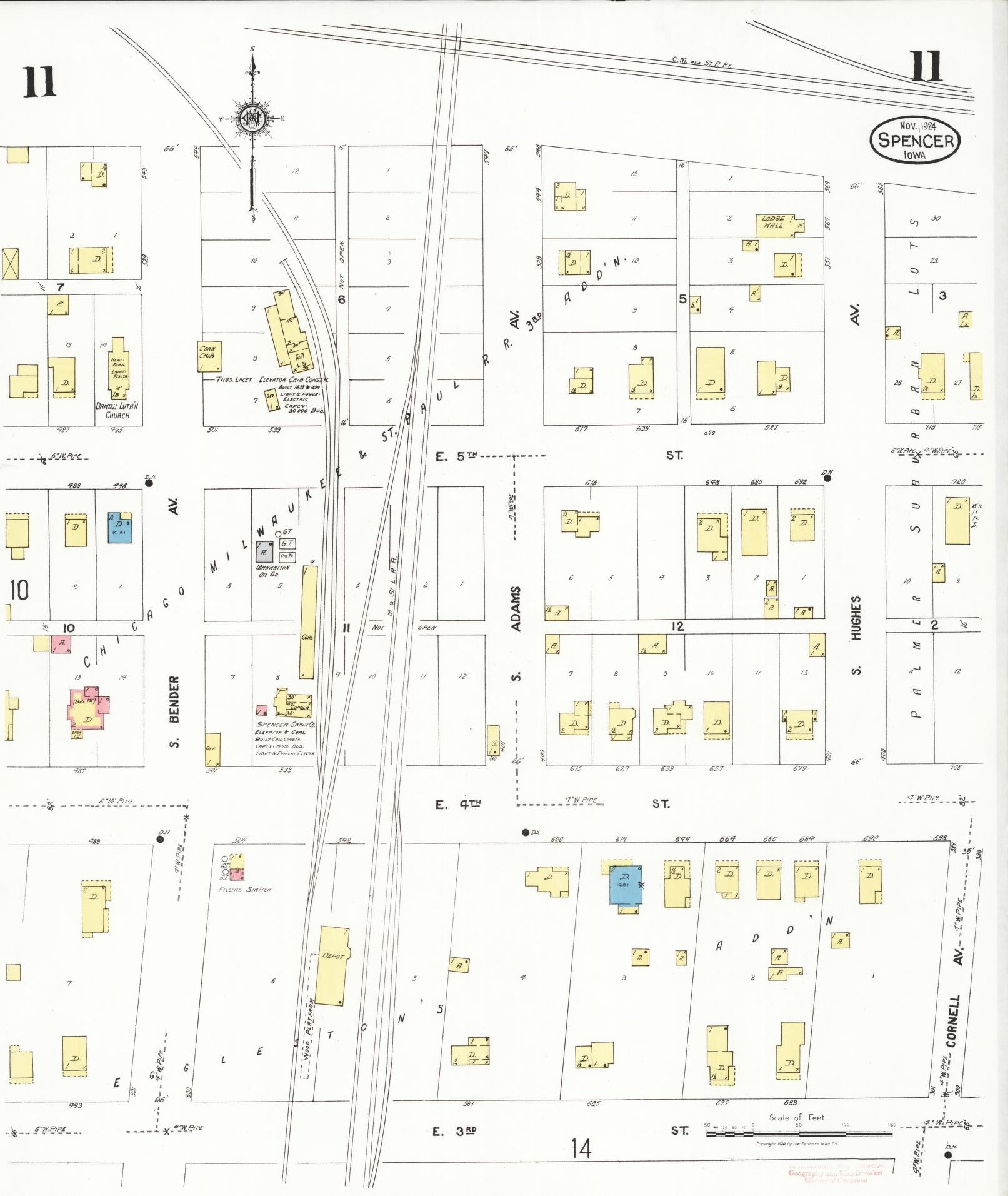 Sanborn Fire Insurance Map from Spencer, Clay County, Iowa (1924), Sheet #0011 - Historic Sanborn Fire Insurance Map Print