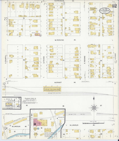 Sanborn Fire Insurance Map from Guthrie, Logan County, Oklahoma (1908), Sheet #0012 - Complete Map Set gallery image, historic Sanborn map, vintage wall art, Oklahoma Oklahoma