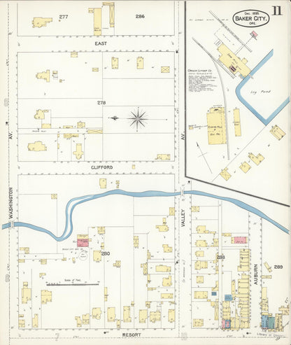 Sanborn Fire Insurance Map from Baker, Baker County, Oregon (1895), Sheet #0011 - Complete Map Set gallery image, historic Sanborn map, vintage wall art, Oregon Oregon