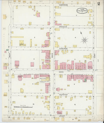 Sanborn Fire Insurance Map from Culpeper, Culpeper County, Virginia (1896), Sheet #0002 - Complete Map Set gallery image, historic Sanborn map, vintage wall art, Virginia Virginia