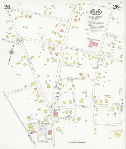 Sanborn Fire Insurance Map from Monroe, Union County, North Carolina (1930), Sheet #0026 - Historic Sanborn Fire Insurance Map Print, vintage old map wall art, antique decor, genealogy gift, North Carolina North Carolina map