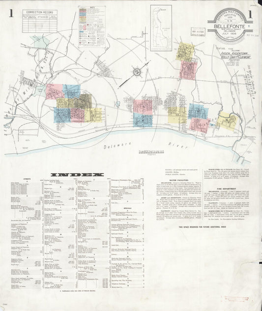 Sanborn Fire Insurance Map from Bellefonte, New Castle County, Delaware (1936), Sheet #0001 - Historic Sanborn Fire Insurance Map Print, vintage old map wall art, antique decor, genealogy gift, Delaware Delaware map