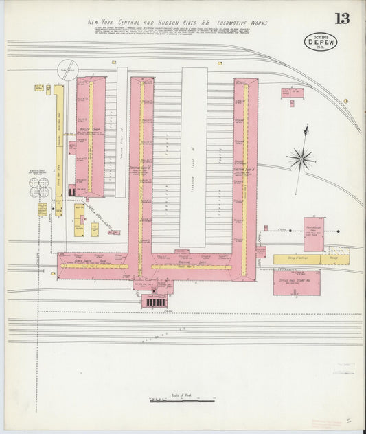 Sanborn Fire Insurance Map from Depew, Erie County, New York (1905), Sheet #0013 - Historic Sanborn Fire Insurance Map Print, vintage old map wall art, antique decor, genealogy gift, New York New York map