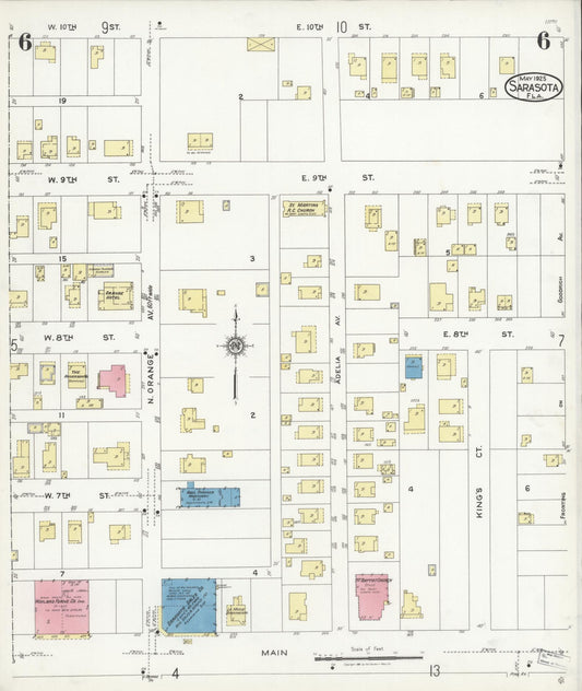 Sanborn Fire Insurance Map from Sarasota, Sarasota County, Florida (1925), Sheet #0006 - Historic Sanborn Fire Insurance Map Print, vintage old map wall art, antique decor, genealogy gift, Florida Florida map