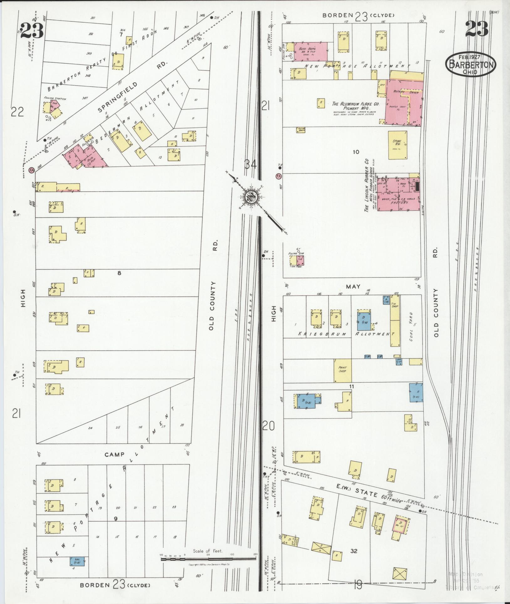 Sanborn Fire Insurance Map from Barberton, Summit County, Ohio (1927), Sheet #0023 - Complete Map Set gallery image, historic Sanborn map, vintage wall art, Ohio Ohio
