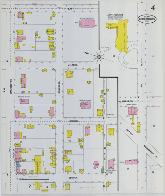 Sanborn Fire Insurance Map from Charles Town, Jefferson County, West Virginia (1902), Sheet #0004 - Historic Sanborn Fire Insurance Map Print, vintage old map wall art, antique decor, genealogy gift, West Virginia West Virginia map
