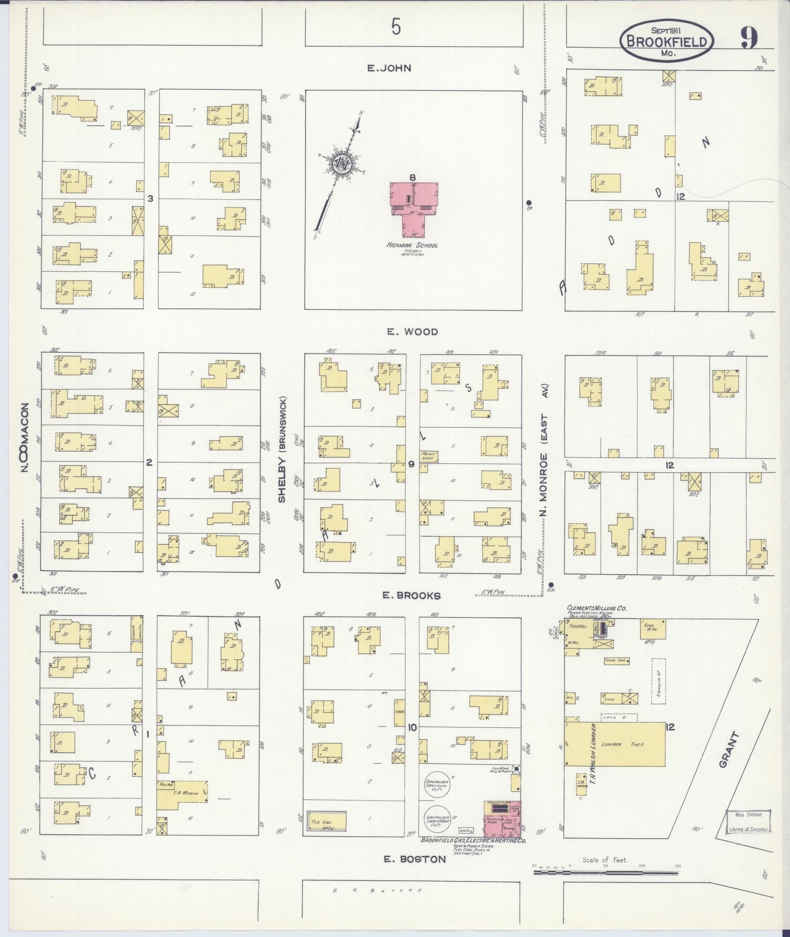 Sanborn Fire Insurance Map from Brookfield, Linn County, Missouri (1911), Sheet #0009 - Complete Map Set gallery image, historic Sanborn map, vintage wall art, Missouri Missouri