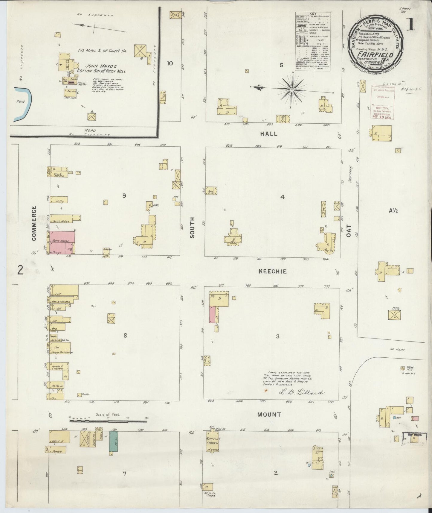 Sanborn Fire Insurance Map from Fairfield, Freestone County, Texas. (1896) – Historic Sanborn Fire Insurance Map Print