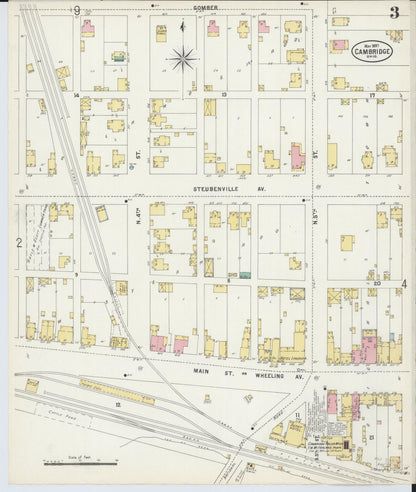 Sanborn Fire Insurance Map from Cambridge, Guernsey County, Ohio (1897), Sheet #0003 - Historic Sanborn Fire Insurance Map Print, vintage old map wall art, antique decor, genealogy gift, Ohio Ohio map