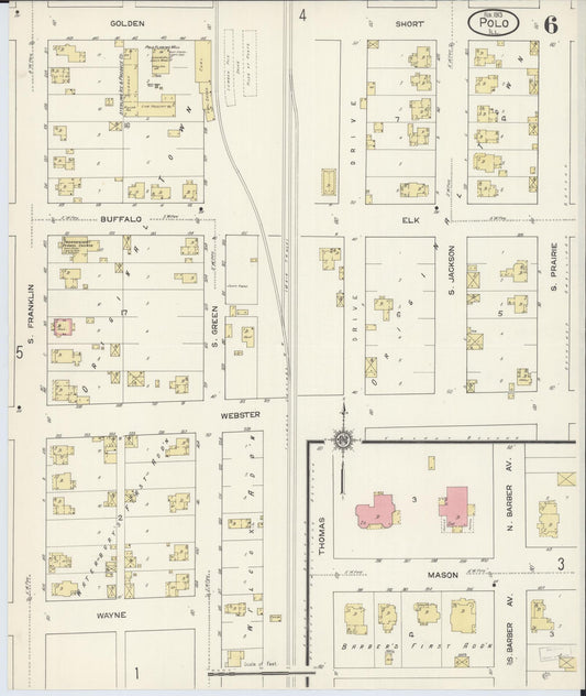 Sanborn Fire Insurance Map from Polo, Ogle County, Illinois (1913), Sheet #0006 - Historic Sanborn Fire Insurance Map Print, vintage old map wall art, antique decor, genealogy gift, Illinois Illinois map