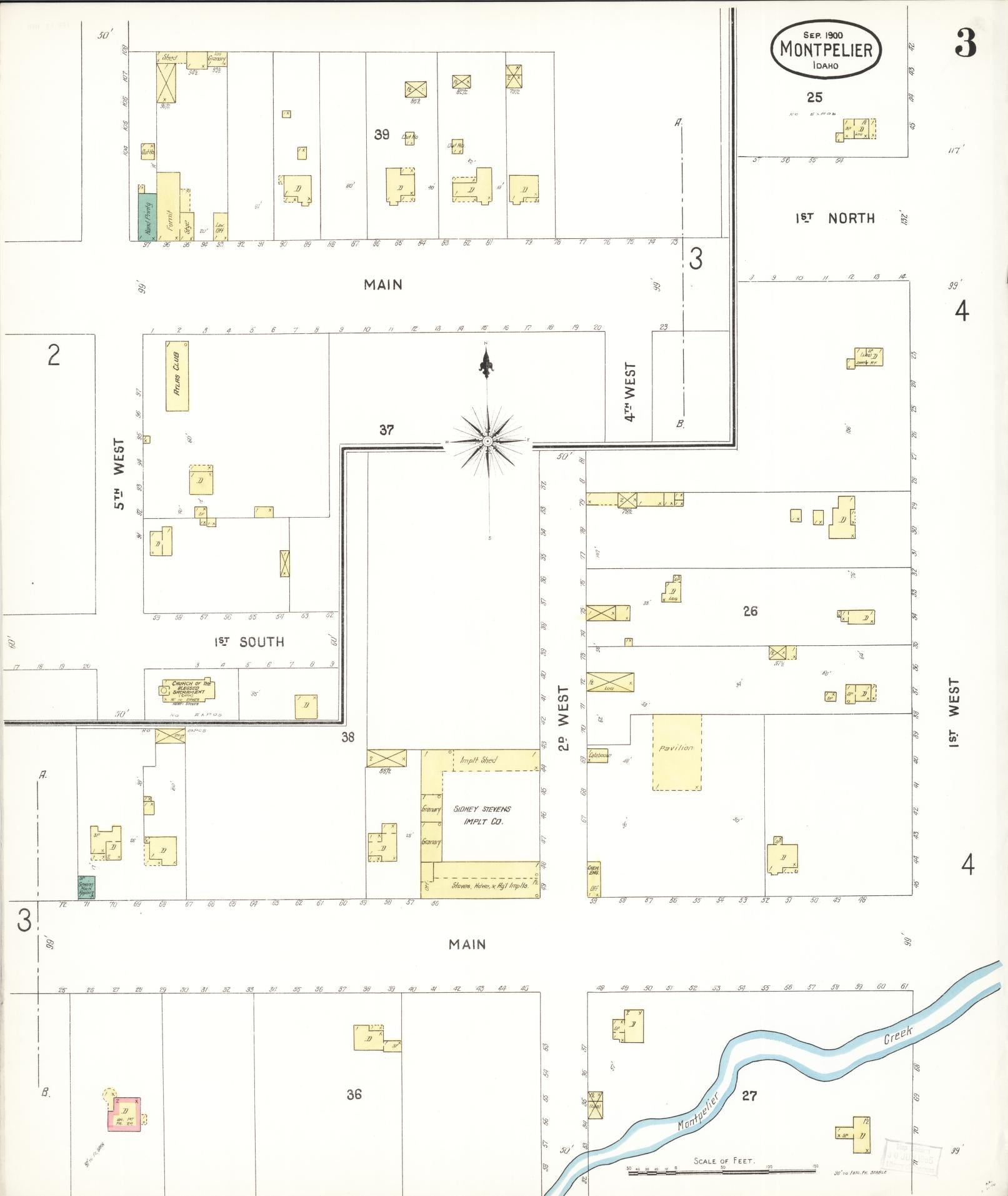 Sanborn Fire Insurance Map from Montpelier, Bear Lake County, Idaho (1900), Sheet #0003 - Complete Map Set gallery image, historic Sanborn map, vintage wall art, Idaho Idaho