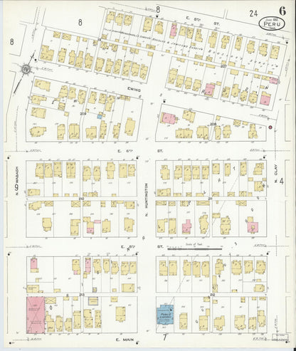 Sanborn Fire Insurance Map from Peru, Miami County, Indiana (1912), Sheet #0006 - Historic Sanborn Fire Insurance Map Print, vintage old map wall art, antique decor, genealogy gift, Indiana Indiana map