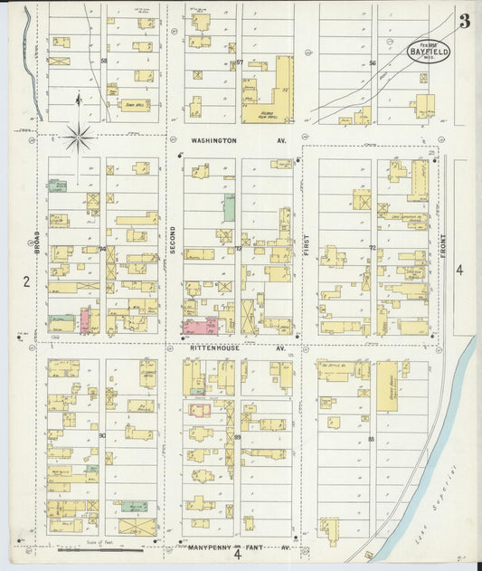 Sanborn Fire Insurance Map from Bayfield, Bayfield County, Wisconsin (1898), Sheet #0003 - Historic Sanborn Fire Insurance Map Print, vintage old map wall art, antique decor, genealogy gift, Wisconsin Wisconsin map