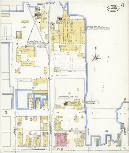 Sanborn Fire Insurance Map from Olympia, Thurston County, Washington (1908), Sheet #0004 - Complete Map Set gallery image, historic Sanborn map, vintage wall art, Washington Washington