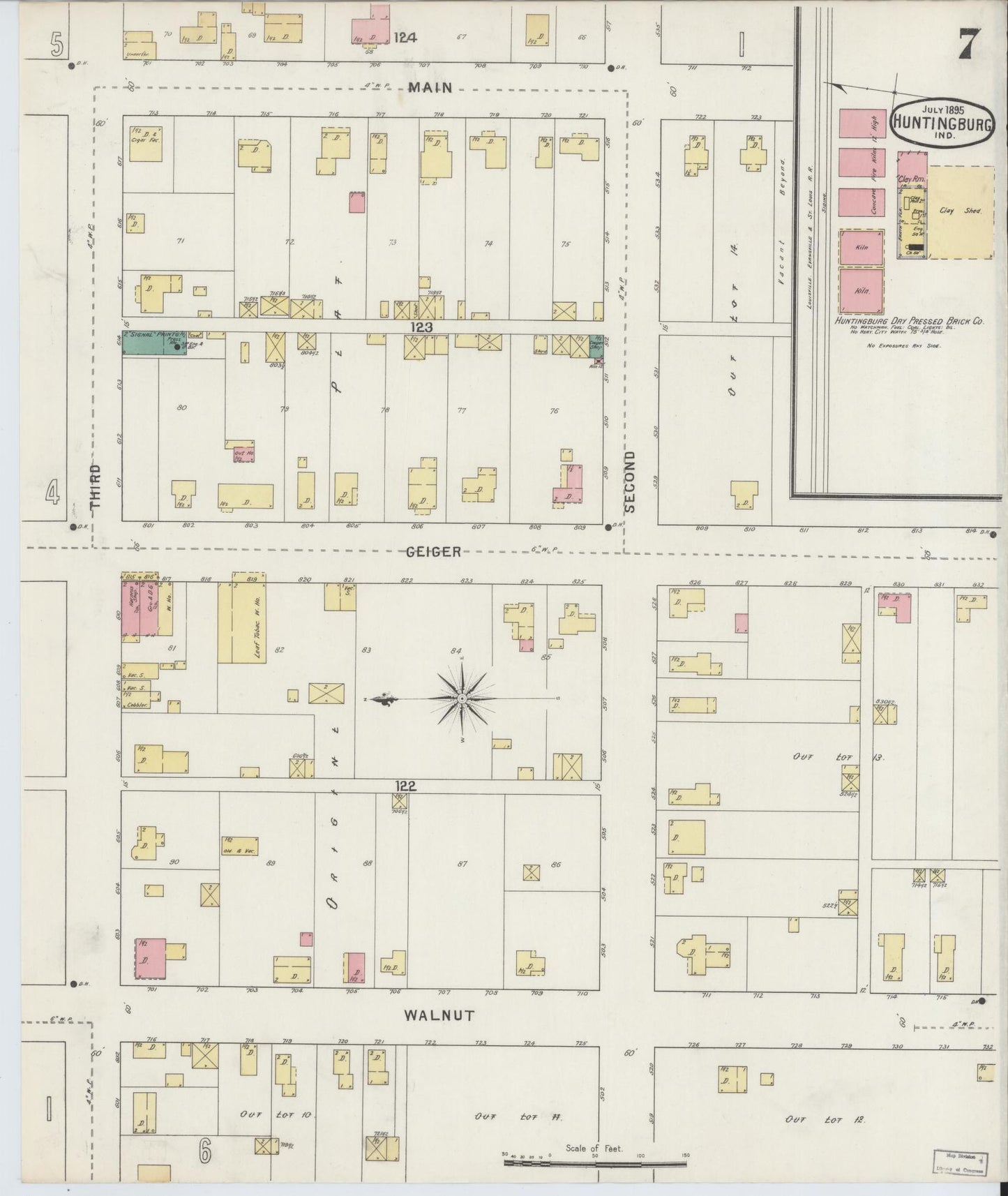 Sanborn Fire Insurance Map from Huntingburg, Dubois County, Indiana (1895), Sheet #0007 - Complete Map Set gallery image, historic Sanborn map, vintage wall art, Indiana Indiana