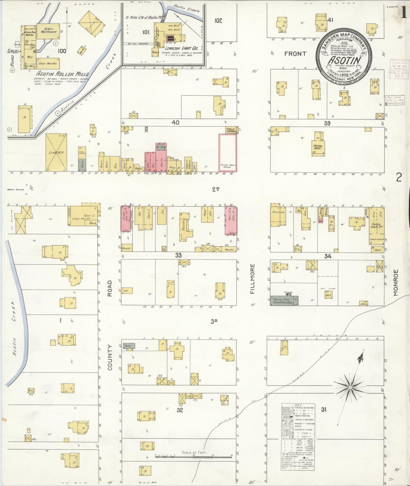 Sanborn Fire Insurance Map from Asotin, Asotin County, Washington (1905), Sheet #0001 - Complete Map Set gallery image, historic Sanborn map, vintage wall art, Washington Washington