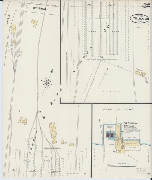 Sanborn Fire Insurance Map from Stillwater, Washington County, Minnesota (1888), Sheet #0012 - Historic Sanborn Fire Insurance Map Print, vintage old map wall art, antique decor, genealogy gift, Minnesota Minnesota map