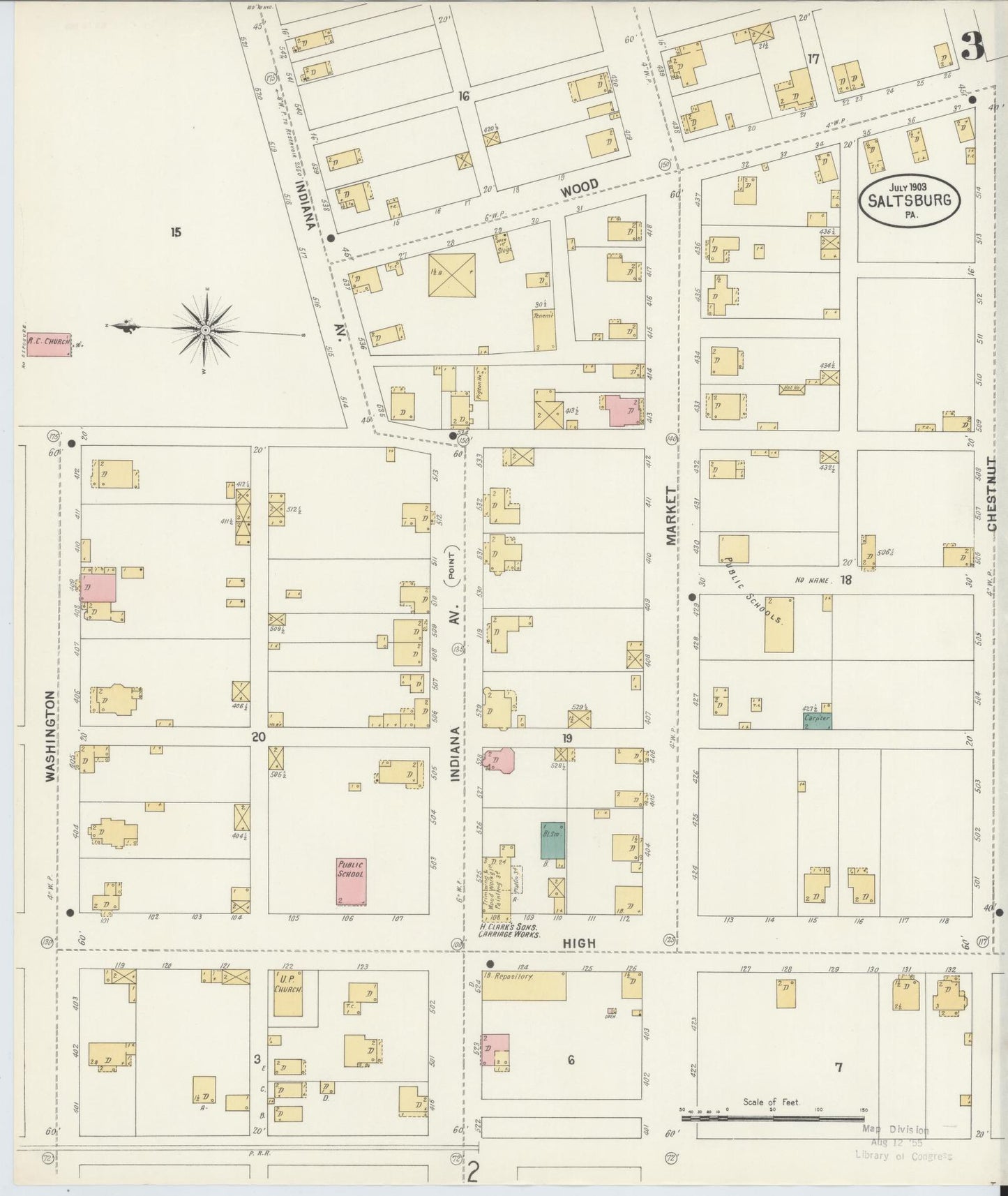 Sanborn Fire Insurance Map from Saltsburg, Indiana County, Pennsylvania (1903), Sheet #0003 - Historic Sanborn Fire Insurance Map Print, vintage old map wall art, antique decor, genealogy gift, Saltsburg Indiana map