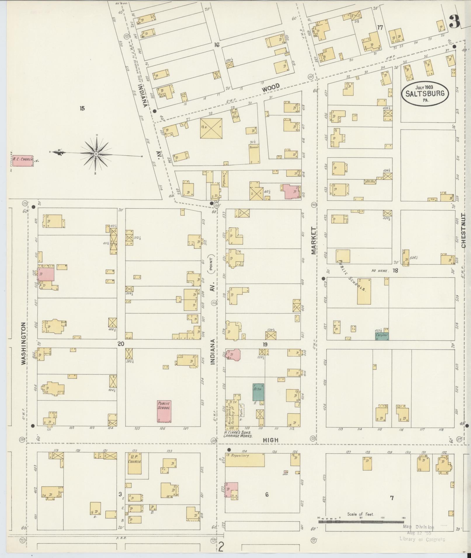 Sanborn Fire Insurance Map from Saltsburg, Indiana County, Pennsylvania (1903), Sheet #0003 - Historic Sanborn Fire Insurance Map Print, vintage old map wall art, antique decor, genealogy gift, Saltsburg Indiana map