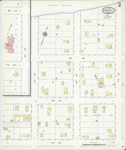 Sanborn Fire Insurance Map from Pine City, Pine County, Minnesota (1911), Sheet #0002 - Historic Sanborn Fire Insurance Map Print, vintage old map wall art, antique decor, genealogy gift, Minnesota Minnesota map