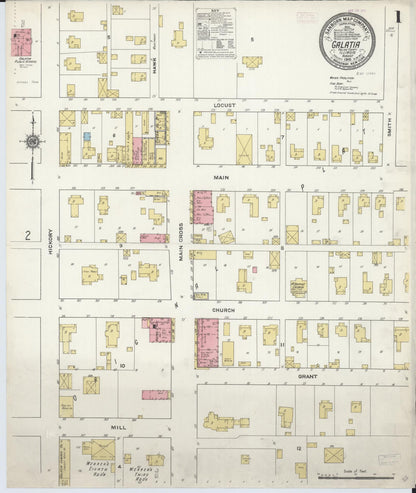 Sanborn Fire Insurance Map from Galatia, Saline County, Illinois (1910), Sheet #0001 - Complete Map Set gallery image, historic Sanborn map, vintage wall art, Illinois Illinois