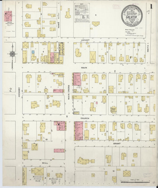 Sanborn Fire Insurance Map from Galatia, Saline County, Illinois (1910), Sheet #0001 - Complete Map Set gallery image, historic Sanborn map, vintage wall art, Illinois Illinois