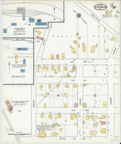 Sanborn Fire Insurance Map from Petersburg, Pike County, Indiana (1921), Sheet #0003 - Historic Sanborn Fire Insurance Map Print, vintage old map wall art, antique decor, genealogy gift, Indiana Indiana map