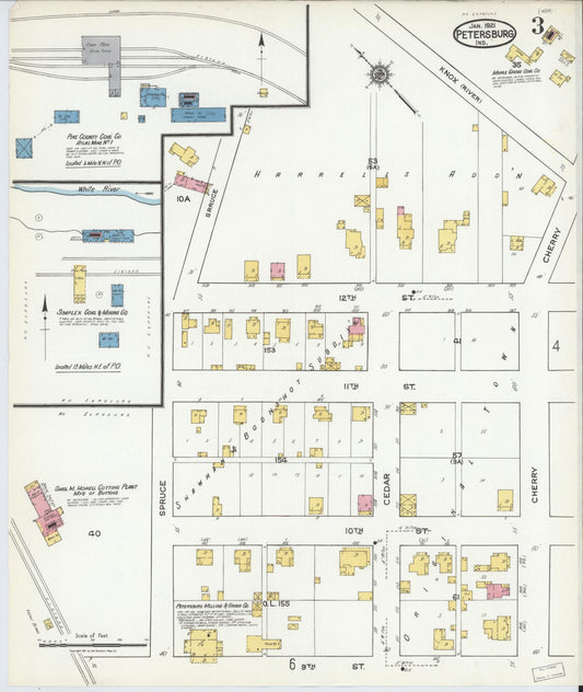 Sanborn Fire Insurance Map from Petersburg, Pike County, Indiana (1921), Sheet #0003 - Historic Sanborn Fire Insurance Map Print, vintage old map wall art, antique decor, genealogy gift, Indiana Indiana map