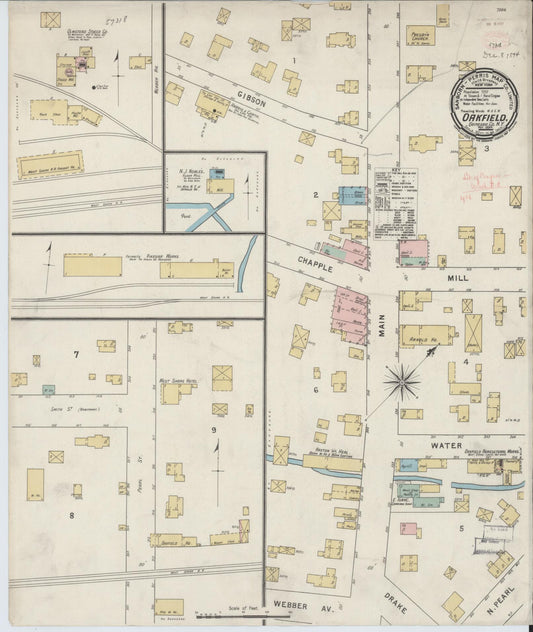 Sanborn Fire Insurance Map from Oakfield, Genesee County, New York (1894), Sheet #0001 - Historic Sanborn Fire Insurance Map Print, vintage old map wall art, antique decor, genealogy gift, New York New York map