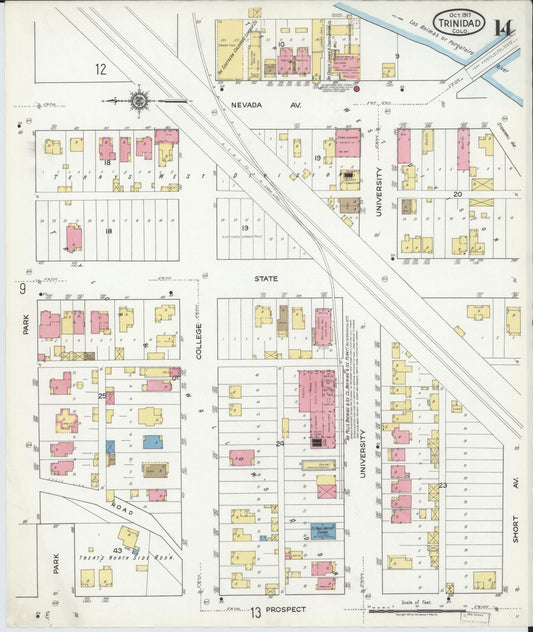 Sanborn Fire Insurance Map from Trinidad, Las Animas County, Colorado (1917), Sheet #0014 - Historic Sanborn Fire Insurance Map Print, vintage old map wall art, antique decor, genealogy gift, Colorado Colorado map