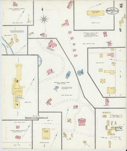 Sanborn Fire Insurance Map from Northfield, Franklin County, Massachusetts (1902), Sheet #0002 - Historic Sanborn Fire Insurance Map Print, vintage old map wall art, antique decor, genealogy gift, Massachusetts Massachusetts map