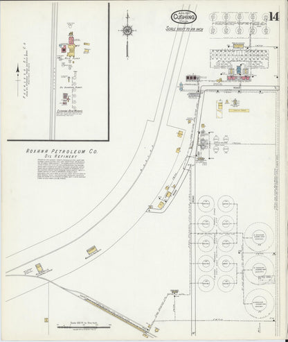 Sanborn Fire Insurance Map from Cushing, Payne County, Oklahoma (1917), Sheet #0014 - Complete Map Set gallery image, historic Sanborn map, vintage wall art, Oklahoma Oklahoma