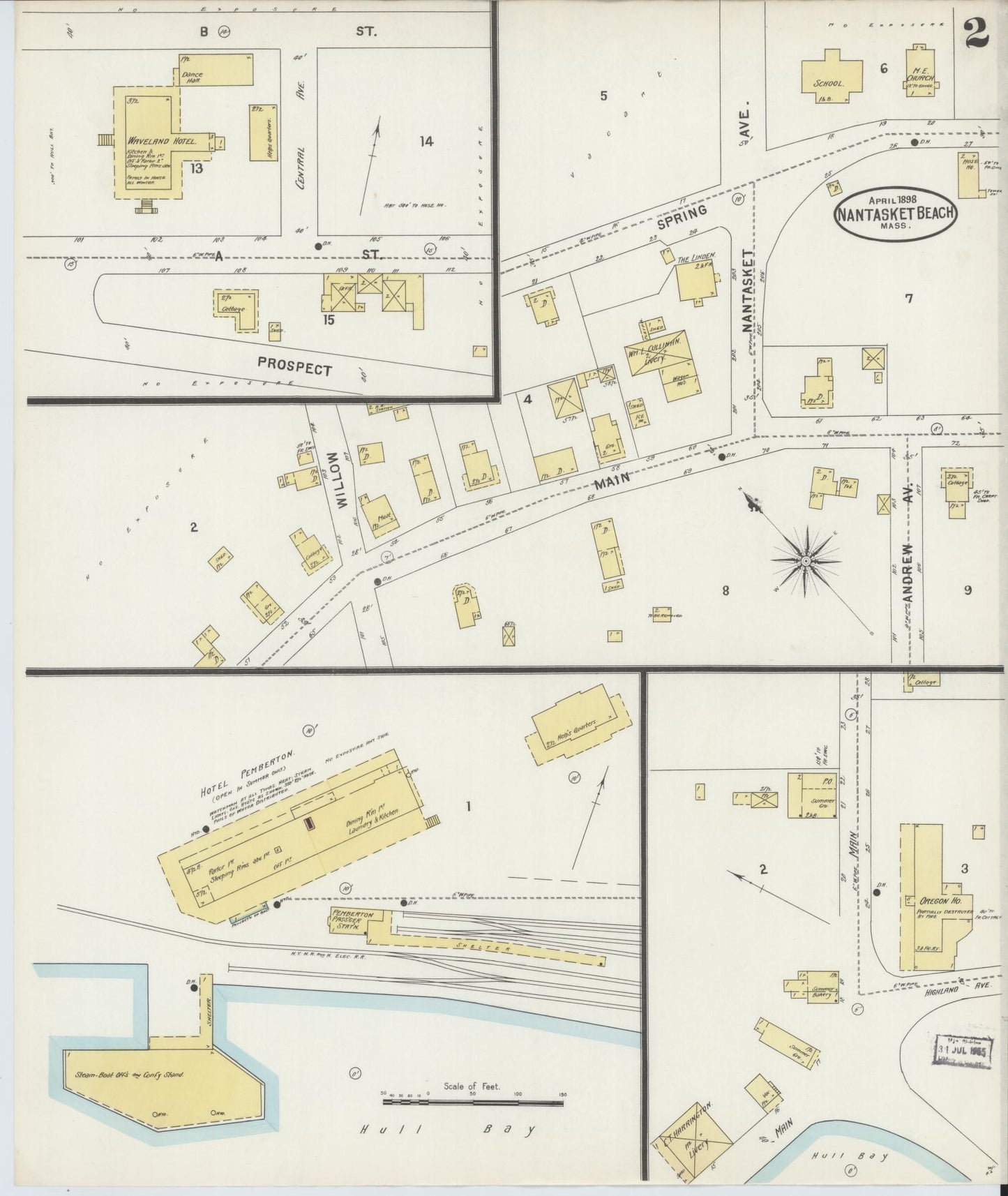 Sanborn Fire Insurance Map from Nantasket Beach, Plymouth County, Massachusetts (1898), Sheet #0002 - Historic Sanborn Fire Insurance Map Print, vintage old map wall art, antique decor, genealogy gift, Massachusetts Massachusetts map