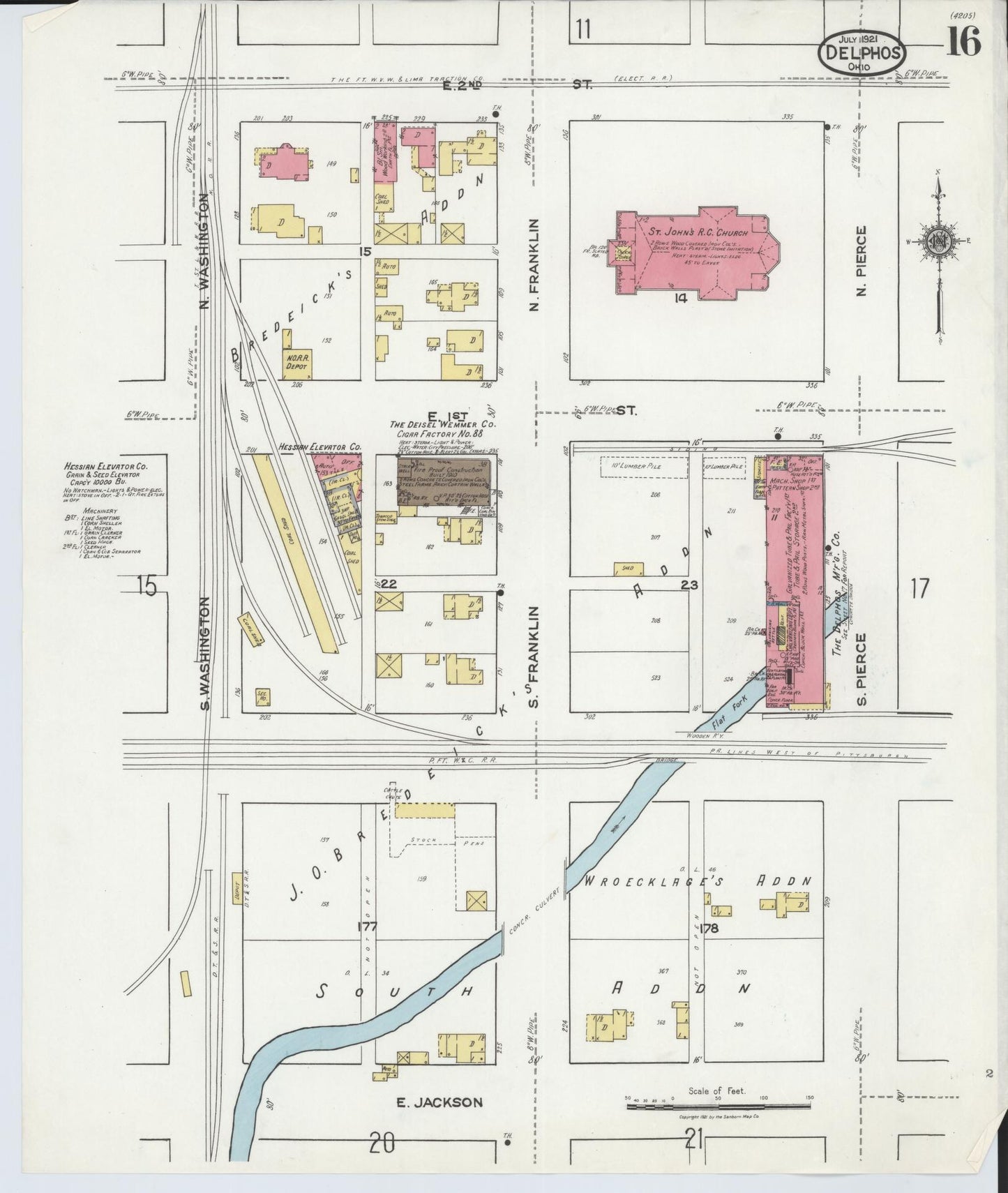 Sanborn Fire Insurance Map from Delphos, Van Wert And Allen Counties, Ohio (1921), Sheet #0016 - Complete Map Set gallery image, historic Sanborn map, vintage wall art, Ohio Ohio