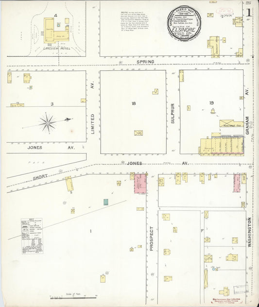 Sanborn Fire Insurance Map from Elsinore, Riverside County, California (1892), Sheet #0001 - Historic Sanborn Fire Insurance Map Print, vintage old map wall art, antique decor, genealogy gift, California California map