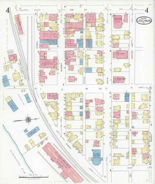 Sanborn Fire Insurance Map from Leechburg, Armstrong County, Pennsylvania (1927), Sheet #0004 - Historic Sanborn Fire Insurance Map Print, vintage old map wall art, antique decor, genealogy gift, Pennsylvania Pennsylvania map
