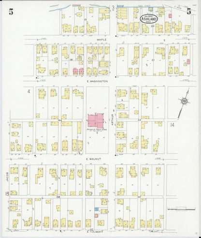 Sanborn Fire Insurance Map from Ashland, Ashland County, Ohio (1930), Sheet #0005 - Historic Sanborn Fire Insurance Map Print, vintage old map wall art, antique decor, genealogy gift, Ohio Ohio map