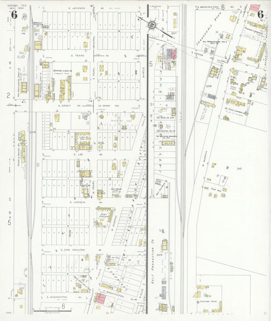 Sanborn Fire Insurance Map from Odessa, Edger County, Texas (1934), Sheet #0006 - Historic Sanborn Fire Insurance Map Print, vintage old map wall art, antique decor, genealogy gift, Texas Texas map