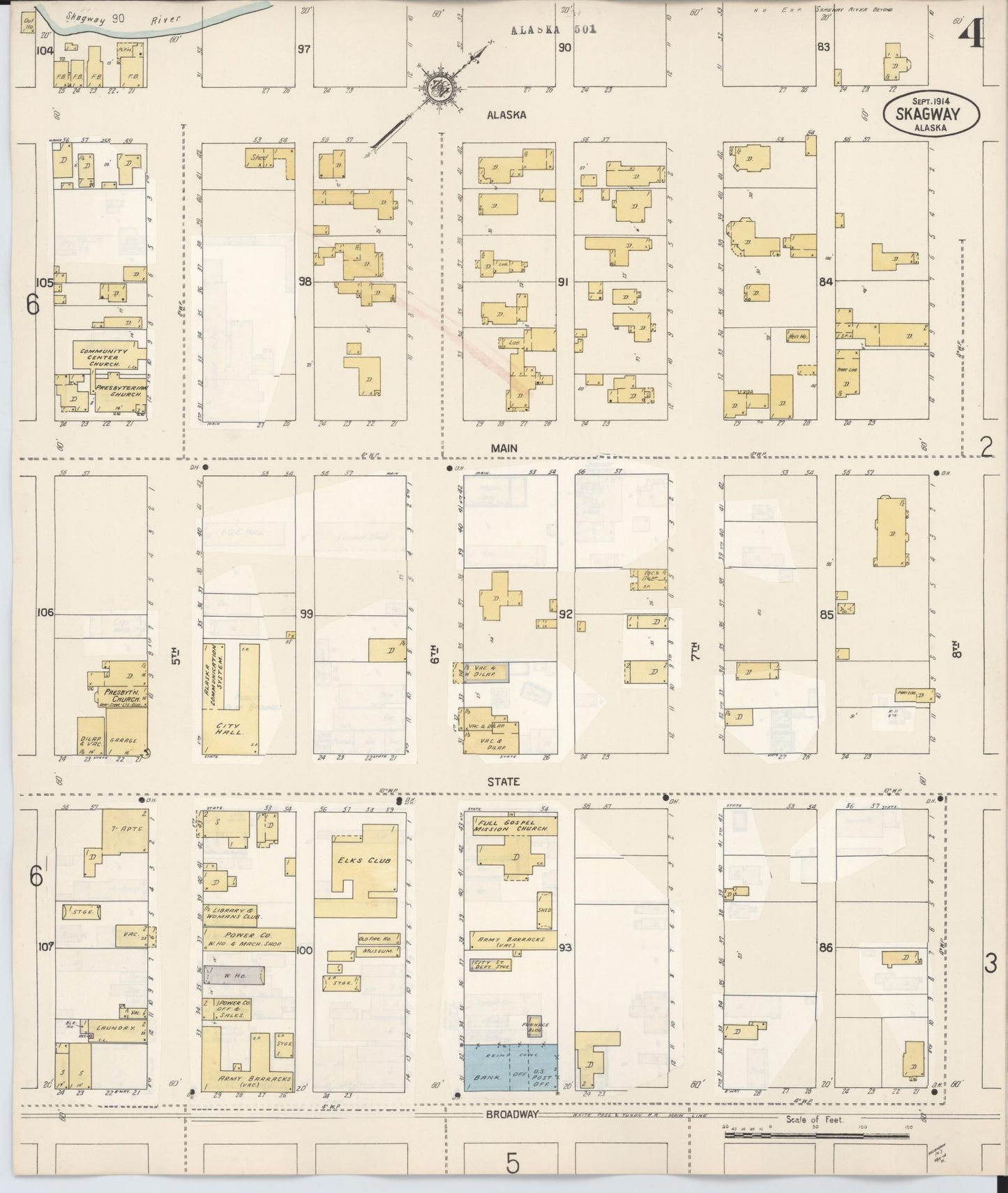 Sanborn Fire Insurance Map from Skagway, Shagway-yakutat Census Division, Alaska (1948), Sheet #0004 - Complete Map Set gallery image, historic Sanborn map, vintage wall art, Alaska Alaska