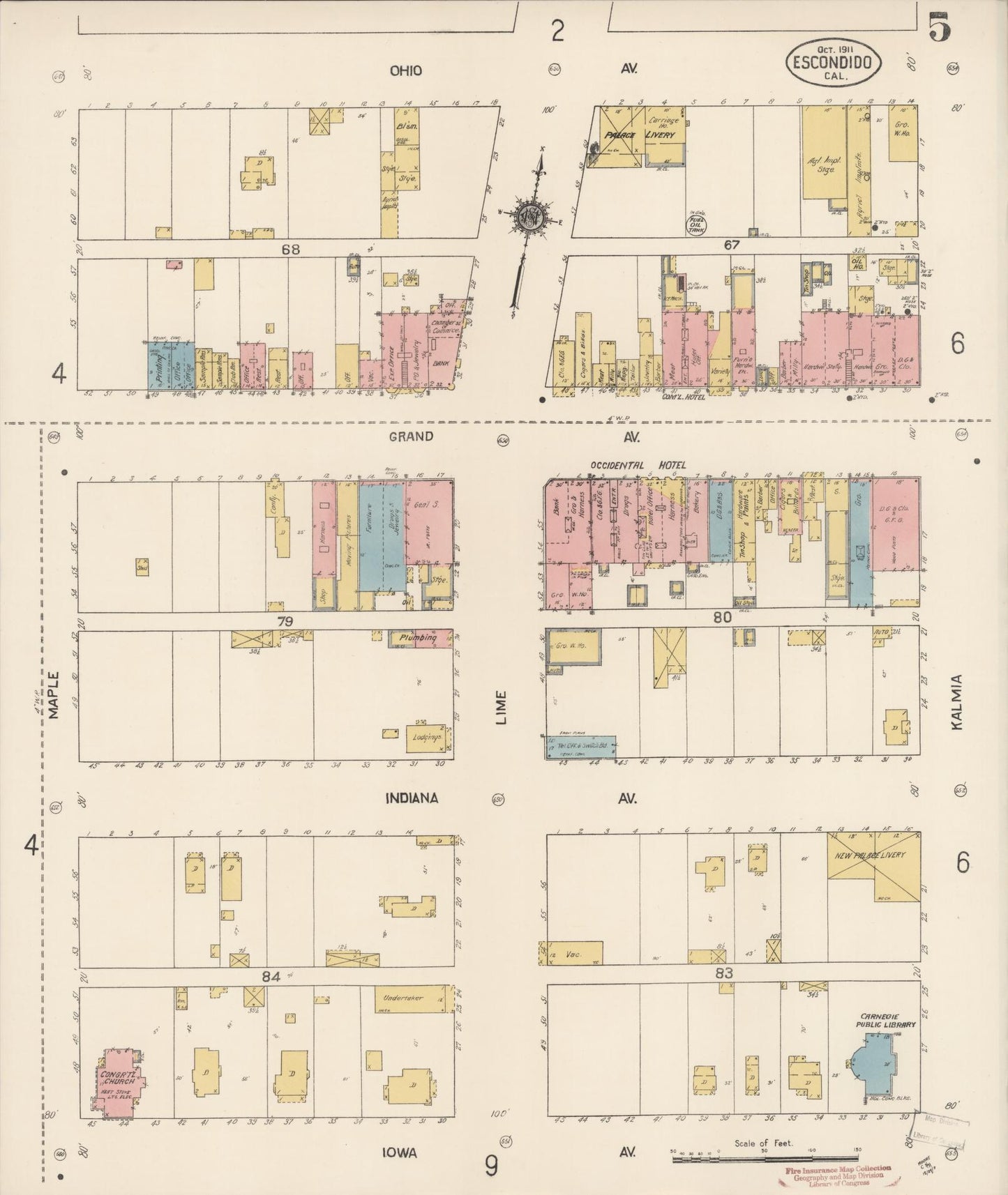 Sanborn Fire Insurance Map from Escondido, San Diego County, California (1911), Sheet #0005 - Complete Map Set gallery image, historic Sanborn map, vintage wall art, California California