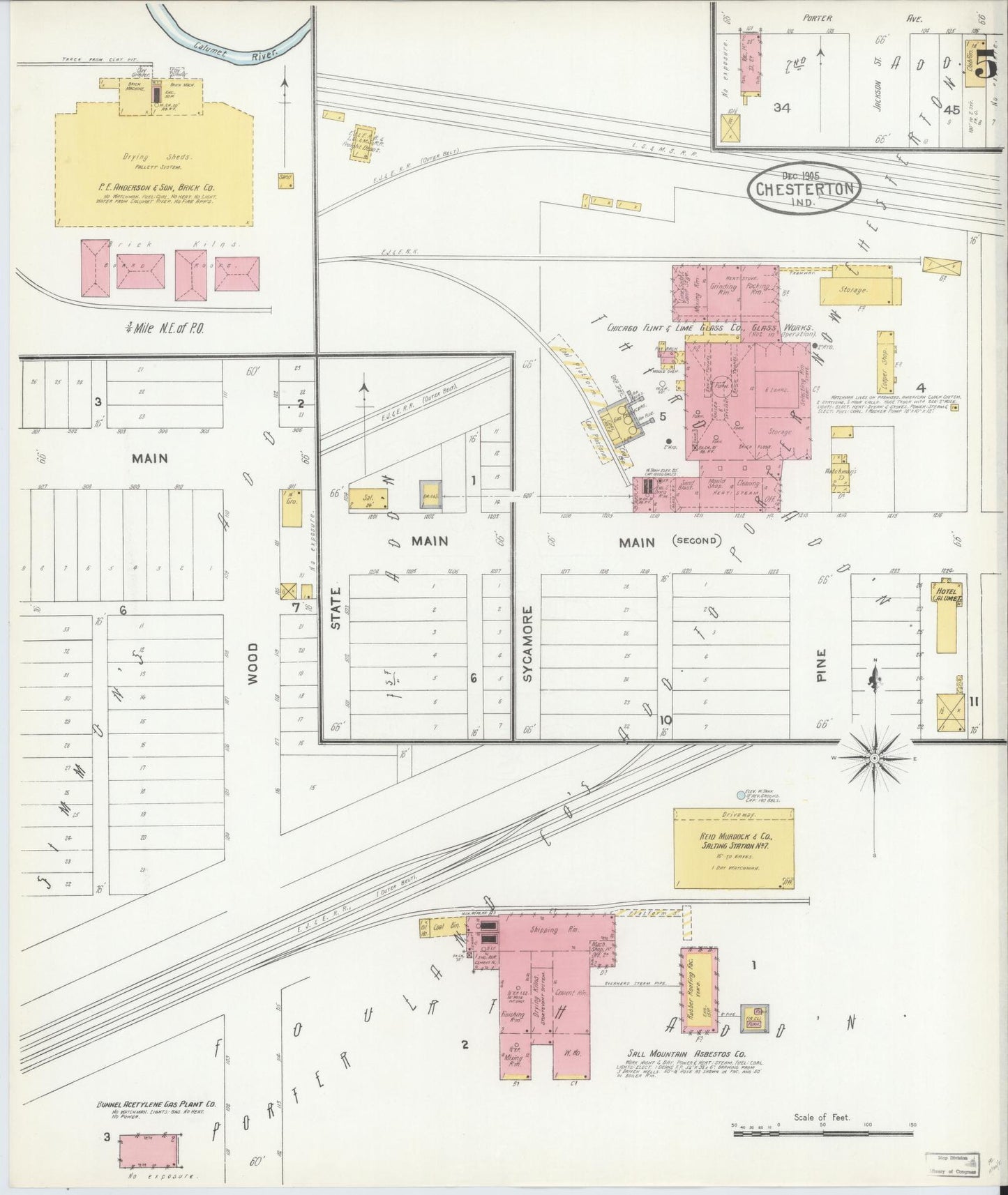 Sanborn Fire Insurance Map from Chesterton, Porter County, Indiana (1905), Sheet #0005 - Complete Map Set gallery image, historic Sanborn map, vintage wall art, Indiana Indiana