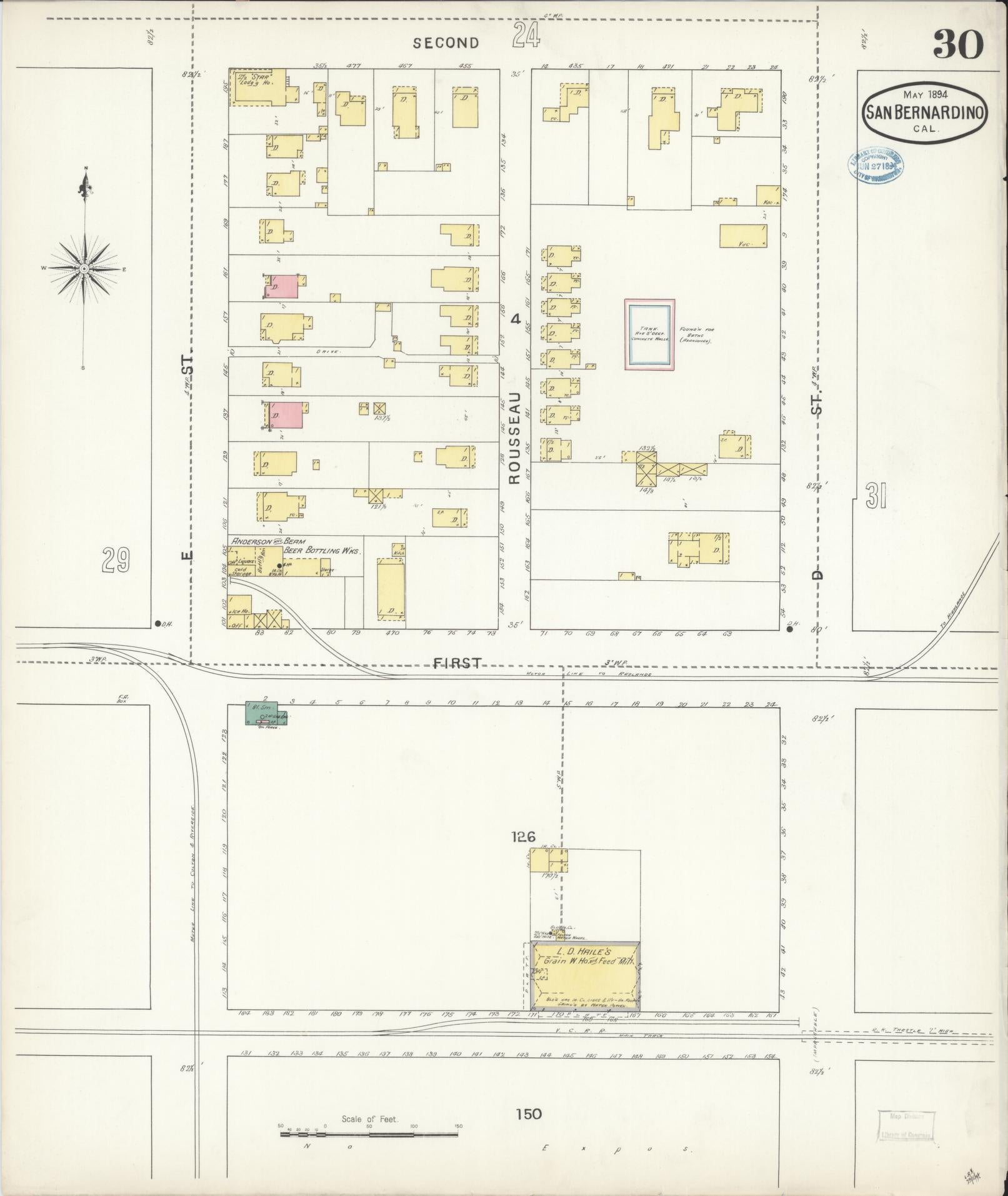 Sanborn Fire Insurance Map from San Bernardino, San Bernardino County, California (1894), Sheet #0030 - Complete Map Set gallery image, historic Sanborn map, vintage wall art, California California