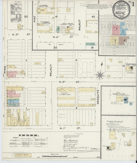 Sanborn Fire Insurance Map from Abilene, Taylor County, Texas (1891), Sheet #0001 - Historic Sanborn Fire Insurance Map Print, vintage old map wall art, antique decor, genealogy gift, Texas Texas map