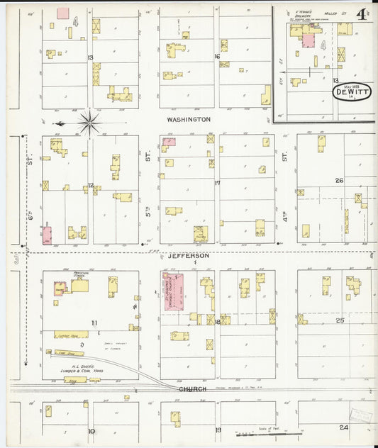 Sanborn Fire Insurance Map from De Witt, Clinton County, Iowa (1893), Sheet #0004 - Historic Sanborn Fire Insurance Map Print, vintage old map wall art